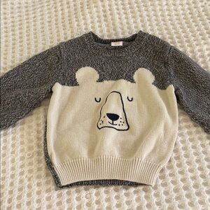 Gymboree Bear Knit Sweater - Gray and Cream